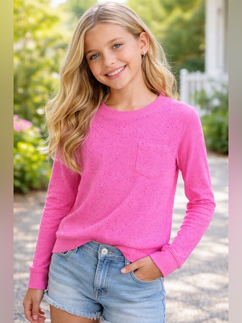 Cat & Jack Pink Long Sleeve Tee with Pocket